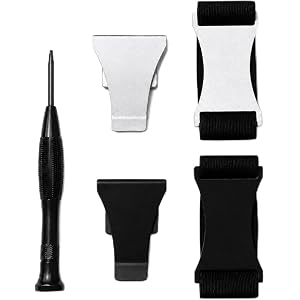 Keymarx Accessories Kit for Ridge Wallet, Replacement Money Clip (Black, Silver) & Cash Strap (Black, Silver) with Torx Screw
