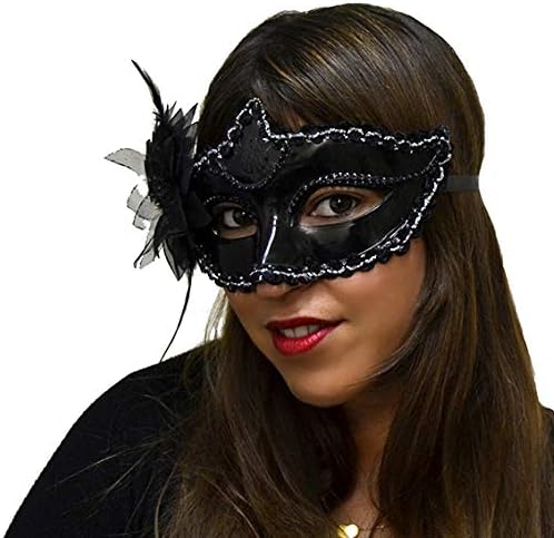 El Carnaval Antifaz Con Flor Negro Mujer Amazon Es Hogar