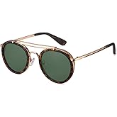 2020 VentiVenti Vintage Steampunk Double Bridge Round Polarized Sunglasses Designer Metal Frame For Women Men
