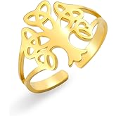 Dreamtimes Tree of Life Ring for Women Celtic Knot Rings Vintage Adjustable Open Celtic Irish Family Tree Ring Retro Jewelry