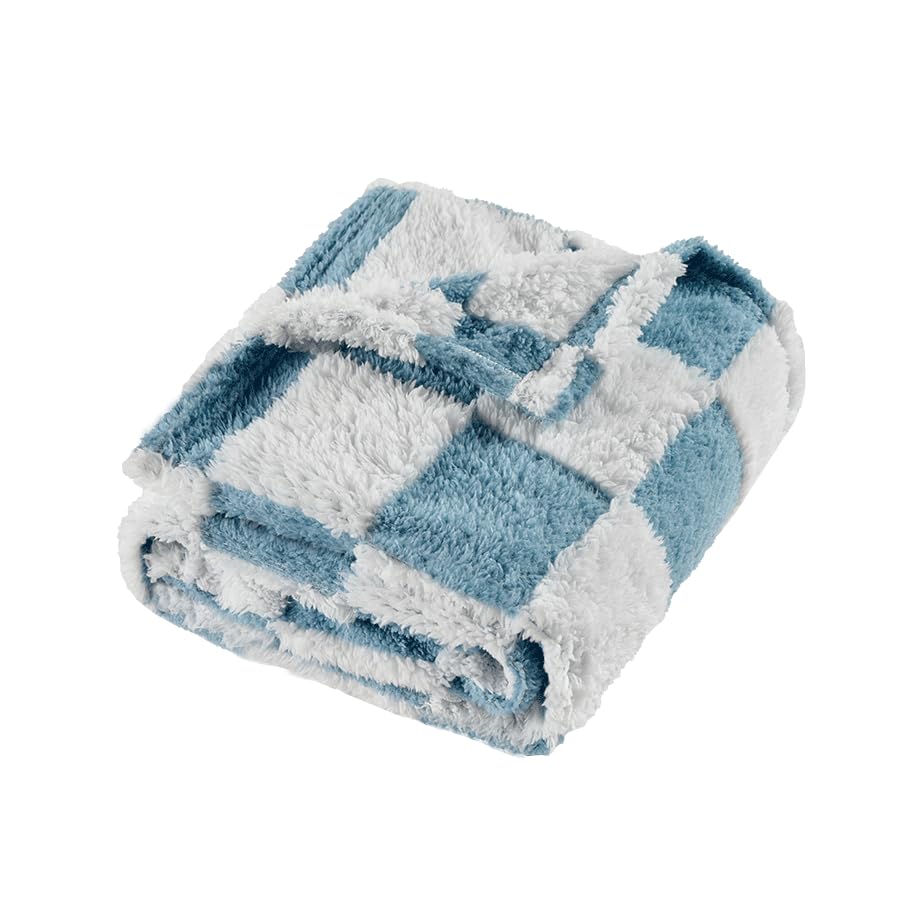 Photo 1 of Yagle Mate Fleece Baby Blanket for Boys 3D Checkerboard Design, Warm Cozy and Fluffy Infant Newborn Toddler Small Receiving Blankets for Crib Stroller, 30x40 Inches, Blue