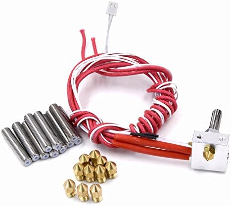 Assembled Extruder Hot End Set for 3D Printer DIY Hotend 1.75mm Filament 0.4mm Nozzle 12V 40W Heater Including 10PCS Extra Nozzles and Tubes(30mm Length)