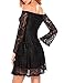 SE MIU Women Off Shoulder Long Sleeve O Neck Party Cocktail A-Line Floral Lace Swing Dress with Lining