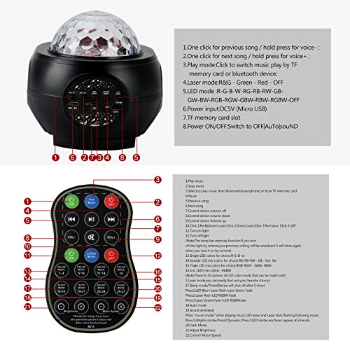 LED26 Colors Star Projector Night Light,Projector with Remote Control & Music Speaker Starry Projector for,Christmas Halloween Gifts,Baby Kids Adults Bedroom/Game Room/Home Theatre (Black)