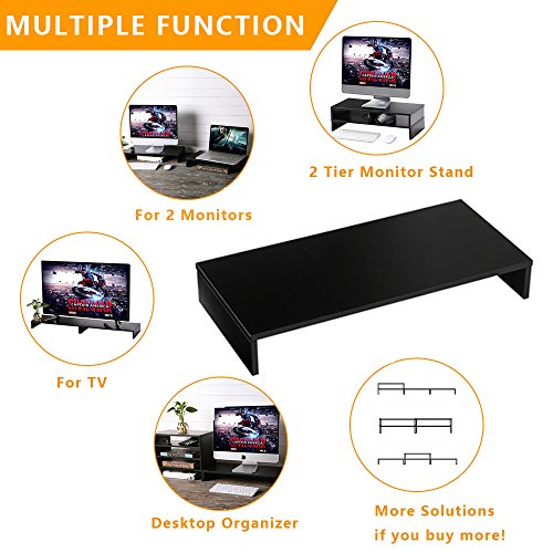 image for RFIVER Small Desktop TV Shelf Rack Computer Desk Monitor Stand Riser w