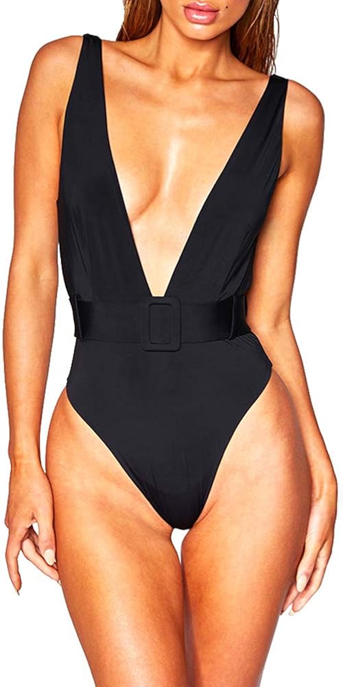 black high waisted one piece swimsuit
