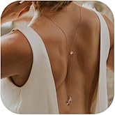 Sexy Crystal Back Chain Necklace Drop Pendant Necklace Body Chain Wedding Bridal Rhinestone Backdrop Jewelry for Women Backless Dress