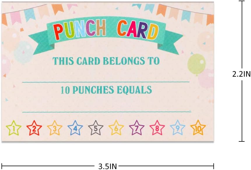 WaaHome Pack of 60 Punch Cards Incentive Reward Award Cards for School Classroom Kids Students Teachers, 2.2"x3.5" : Office Products