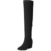 DREAM PAIRS Women's Pointed Toe Thigh High Over the Knee Boots Tall Chunky Blocked Heel Fall Long Fashion Sexy Boots