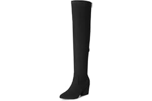 DREAM PAIRS Women's Pointed Toe Thigh High Over the Knee Boots Tall Chunky Blocked Heel Fall Long Fashion Sexy Boots
