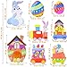 Jumbo Easter Yard Signs Easter Outdoor Decoration with Egg and Bunny, Pack of 8, Double-sided Printing