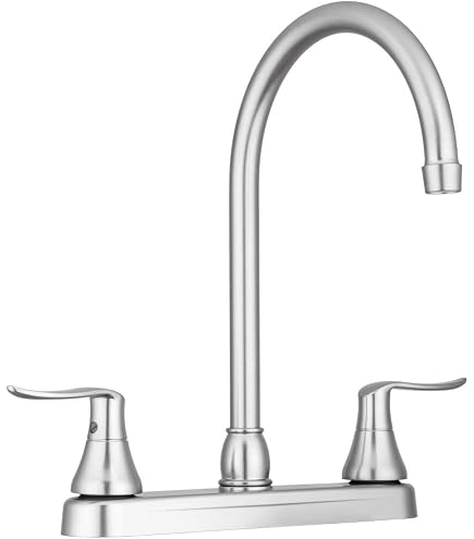 RV Kitchen Faucet - Two Handle High Arch Sink Faucet Brushed Nickel - View #3