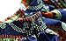 Lewego Womens African Floral Maxi Dress High Waist A Line Long Skirts with Pockets , Blue , Medium