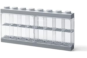 Room Copenhagen, Lego Minifigure Display Case - Stackable Storage Container for Desktop or Wall Mounting - 15.04 x 7.24in - 8 Stud, Medium Stone Grey - Holds 16 Standard Brick People