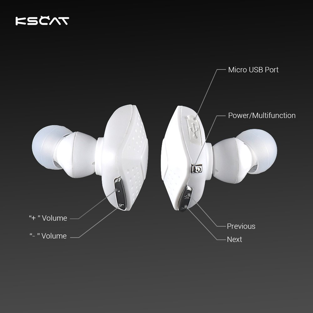 KSCAT Bluetooth Headphones V4.1 Sweatproof Sport Headphones for Gym Running Workout 8 Hour Battery Noise Cancelling Headsets Hands-free Calling NICE 16 White