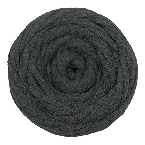 Charmkey Zpagetti T Shirt Yarn Strong Recycled Cotton Blend Ribbon 6 Super Chunky Elastic Knitting Cloth Fabric for Bag Cushion and DIY Crocheting Projects, 1 Skein, 8.82 Ounce (Deep Heather Grey)
