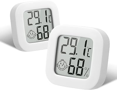 flintronic 2pcs Room Thermometer Hygrometer Indoor Mini Digital LCD Display