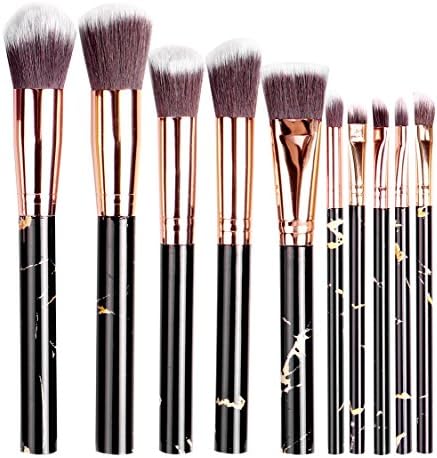 Kabuki Makeup Brushes Set Premium Synthetic Foundation Contour Face Powder Blush Eyeshadow Brushes,Highlighter Makeup Brush Set, Professional Cosmetic Makeup Brush Kit 10PCS Marble Makeup Brush,Black