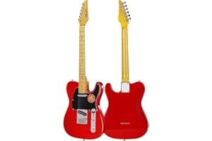 Bullstar Electric Guitar TL Series, Full-Size Paulownia Wood Body, 3-Ply Pickguard, C-Shape Neck, Ashtray Bridge, Quality Gear Tuners (Red)