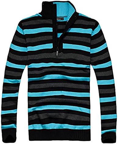 Tophaz Men's Stylish Slim Knitted High Zipped Collar Pullover Warm Sweater SW58, Blue Small