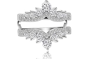 Tobestu Simulated Diamond Princess Crown Ring Wraps and Enhancers Wedding Engagement Rings Guard Enhancer Y477-2D
