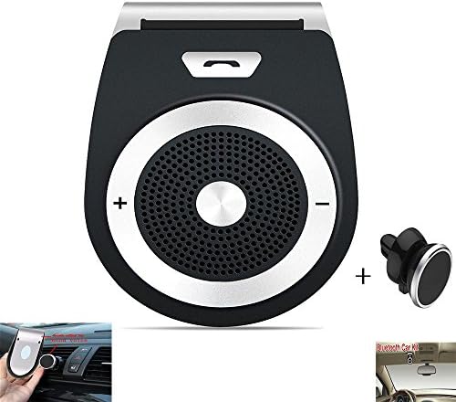 Bluetooth Car Speaker Handsfree Car Visor Speakerphone Bluetooth Phone Speaker for Car Wireless Bluetooth In-car Speakerphone Stereo Music Player with Magnetic Phone Car Mount Holder Car Kit (Black)