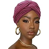 DRESHOW African Turban for Women Knotted Hairwraps for Sleeping Turban Headwraps Head Warmer Scarf for Black Women Chemo Cap