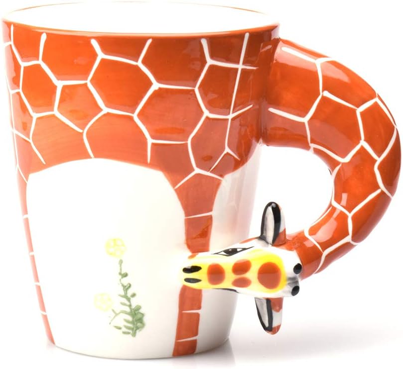gShopVV 3D Coffee Cup Handmade Hand Painted 3D Giraffe Mug for Best couple gifts,Best friend gift,Birthday Gift, Father's Day Gift,Children's day 400ml 13.5oz
