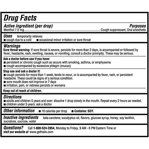 Amazon Com Halls Honey Lemon Flavor Menthol Drops 80 Ct Bag Triple Soothing Action Cough Drops Grocery Gourmet Food