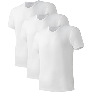 DAVID ARCHY Men's Undershirts Cooling Moisture-Wicking, Cotton T-Shirts for Men, Crew Neck Tees 3-Pack