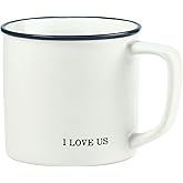 Santa Barbara Design Studio Black and White Coffee Cups Face-to-Face Designs Stoneware Mug, 16-Ounce, I Love Us