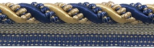 Large Gold, Navy Blue 7/16 inch Imperial II Lip Cord Style# 0716I2 Color: Navy Gold - 1152 (Sold by The Yard)