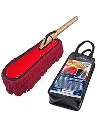 Clásico plumero de auto con mango madera maciza, incluye caja de almacenamiento, elección popular de detallistas