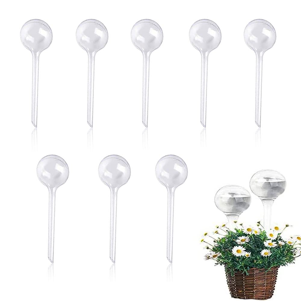 Kanyka 8 Pieces Large Watering Balls, Transparent Plastic Water Dispenser for Potted Plants, Automatic Watering Set, Watering System for Garden, Plants, Flowers and Indoor Plants, Watering