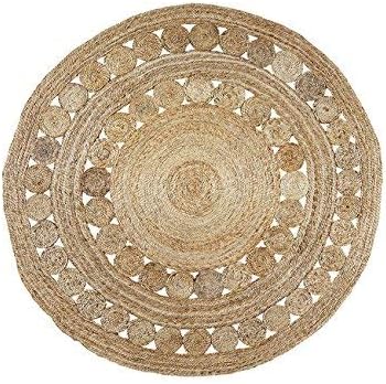That Haus Extra Large Handwoven Indian Jute Rug Round, Circles 150 x 150cm