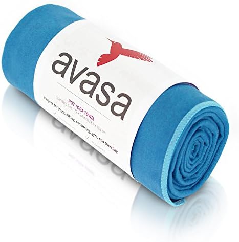 AVASA - BIKRAM Hot Yoga Towel - Standard Mat Size 24 X 72 - 100% Premium Microfiber, Skidless, Absorbent, Anti-slip Yoga Gear- Perfect for Bikram Yoga, and Pilates. (Ocean Blue)
