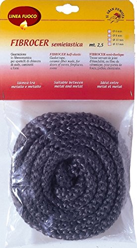 SIGILL, Fibrocer runde Dichtung aus Glasfaser für Türen von Öfen und Öfen, sehr flexibel, Farbe: Grau-Stahl, hergestellt in Italien, Rolle mit 2,5 m Durchmesser 10 mm
