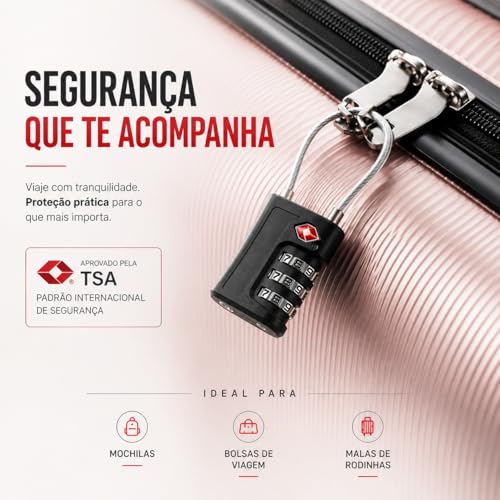 Cadeado com Senha para Viagem 3 Dígitos TSA Portátil Antifurto Mala Mochila Bolsa Academia Armário Resistente Compacto Seguro Fácil de Usar Ideal para Aeroporto Hotel Trabalho (1)