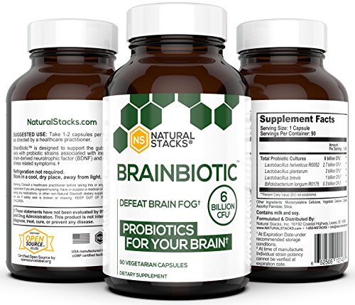 Natural Stacks: BrainBiotic - Brain Supplement - Gut-Brain Axis Optimizer - Contains Probiotics for Brain Health - Promotes Digestive Health - Enhances Memory Function - Stress Relief