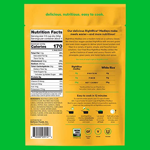 RightRice Medley Variety Pack (7oz. Pack of 6) - Made from Vegetables - Ancient Grains and More Veggies, Vegan, non GMO, Gluten Free