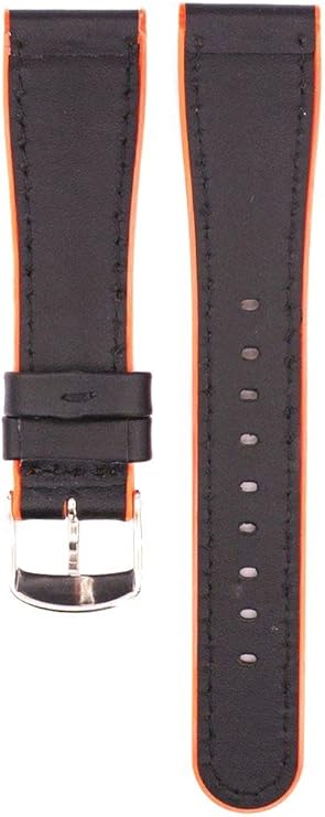 22 mm Negro de Goma bañado en Piel Compatible con Correa de ...