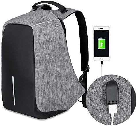 ADUO Travel Backpack, Anti Theft Laptop Backpack Water Resistant School Bag with USB Charging Port Large Capacity Water Resistant for Student Work Men &amp; Women Fits 15.6 inch Laptop and Notebook (Grey)