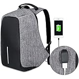 ADUO Travel Backpack, Anti Theft Laptop Backpack School Bag with USB Charging Port Large Capacity Water Resistant for Student Work Men &amp; Women Fits 15.6 inch Laptop and Notebook (Grey)