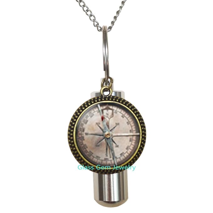 glass gem jewelry Charming Compass URN,Antique Compass