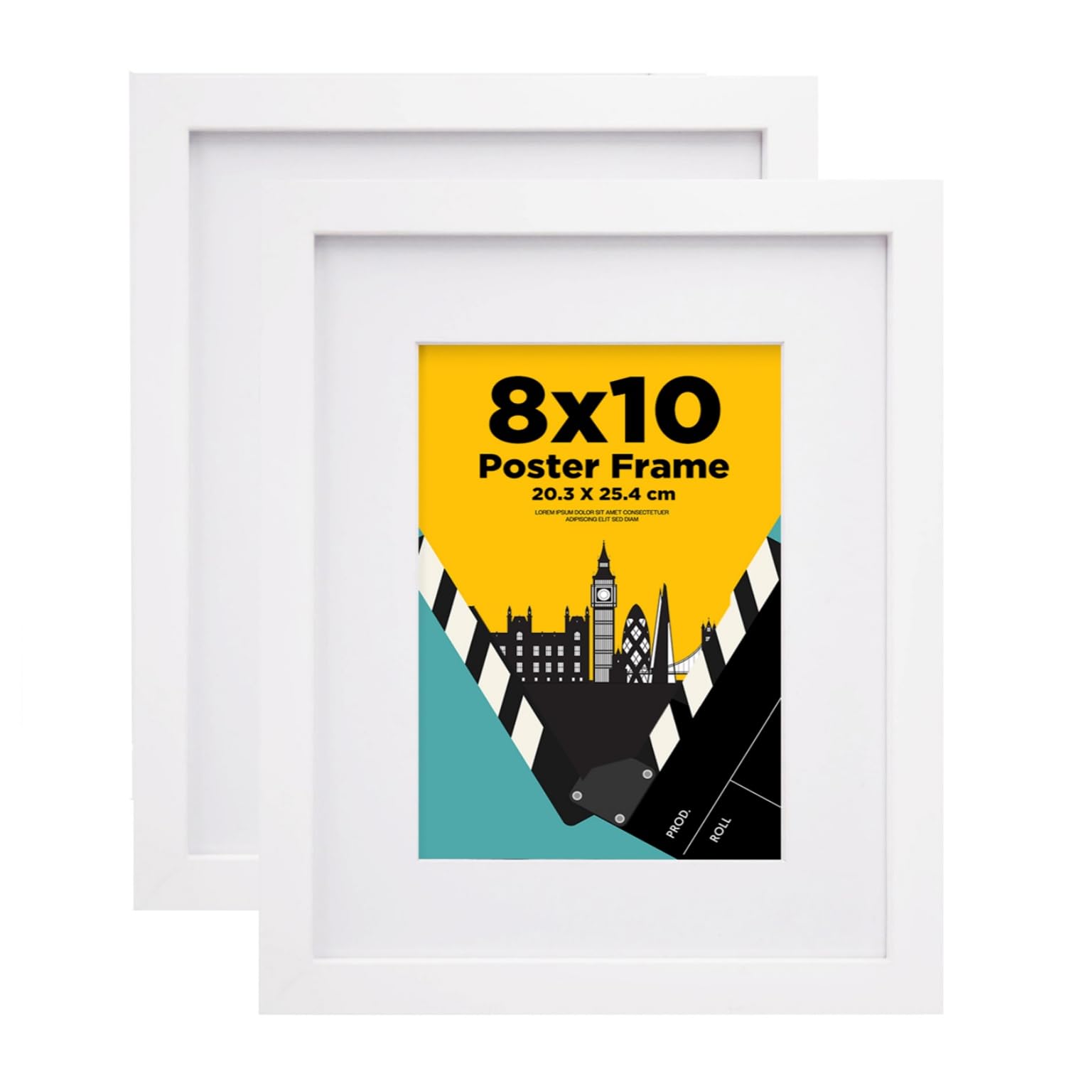 EGOFINE 10x8 Picture Frame,100% Solid Wood Frame with 7x5 Mat,10x8 Photo Frame with Acrylic Glass,20x25 cm Poster Frames for Tabletop and Wall Mounting, White,2 Pack — image 1