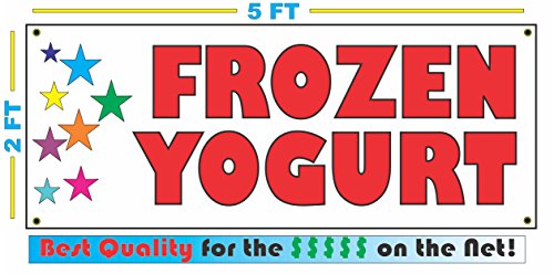 FROZEN YOGURT with STARS Banner Sign