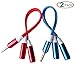 HTTX 4-Pole 3.5mm Stereo Headset Splitter, Male to Dual Female, Stereo Headphone Jack Flat Cable Adapter for iPhone iPad itouch External Speaker (Red&Blue, 2-Pack)