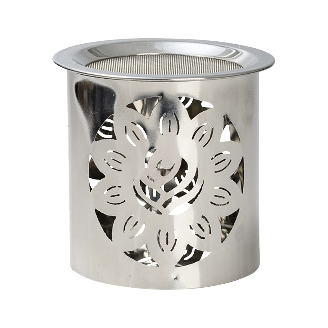 NKlaus incense burner steel silver glossy Height: 8cm Operation mode tea light with sieve for incense 10932