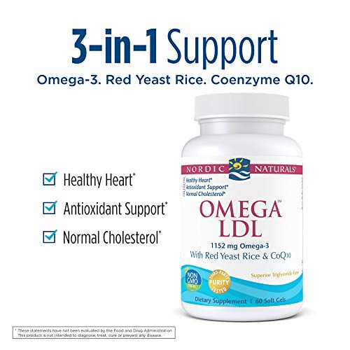 Nordic Naturals Omega LDL, Lemon 60 Soft Gels 1152 mg Omega3 + Red