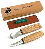 BeaverCraft S01 Wood Spoon Carving Knives Set Spoon Making Tools Kit Whittling Knife Hook Knife Right-Handed Bowl Cup Kuksa for Beginners Woodworking Professional (Wood Carving Kit)